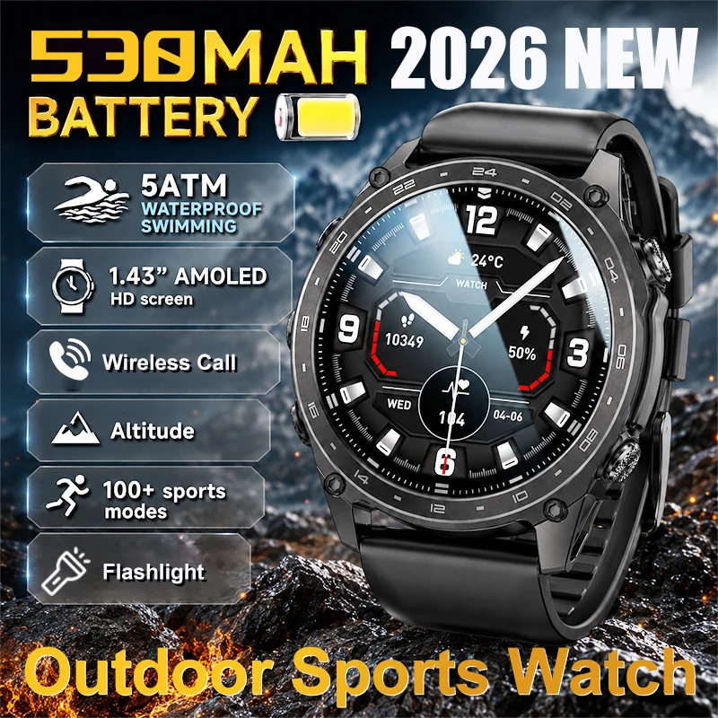 2026 New Men Smart Watch 1.43inch Amoled Screen 530MAH 5ATM LED Flashlight Compass Altitude Barometer Fitness Tracker SmartWatch
2026 New Men Smart Watch 1.43inch Amoled Screen 530MAH 5ATM LED Flashlight Compass Altitude Barometer Fitness Tracker SmartWatch