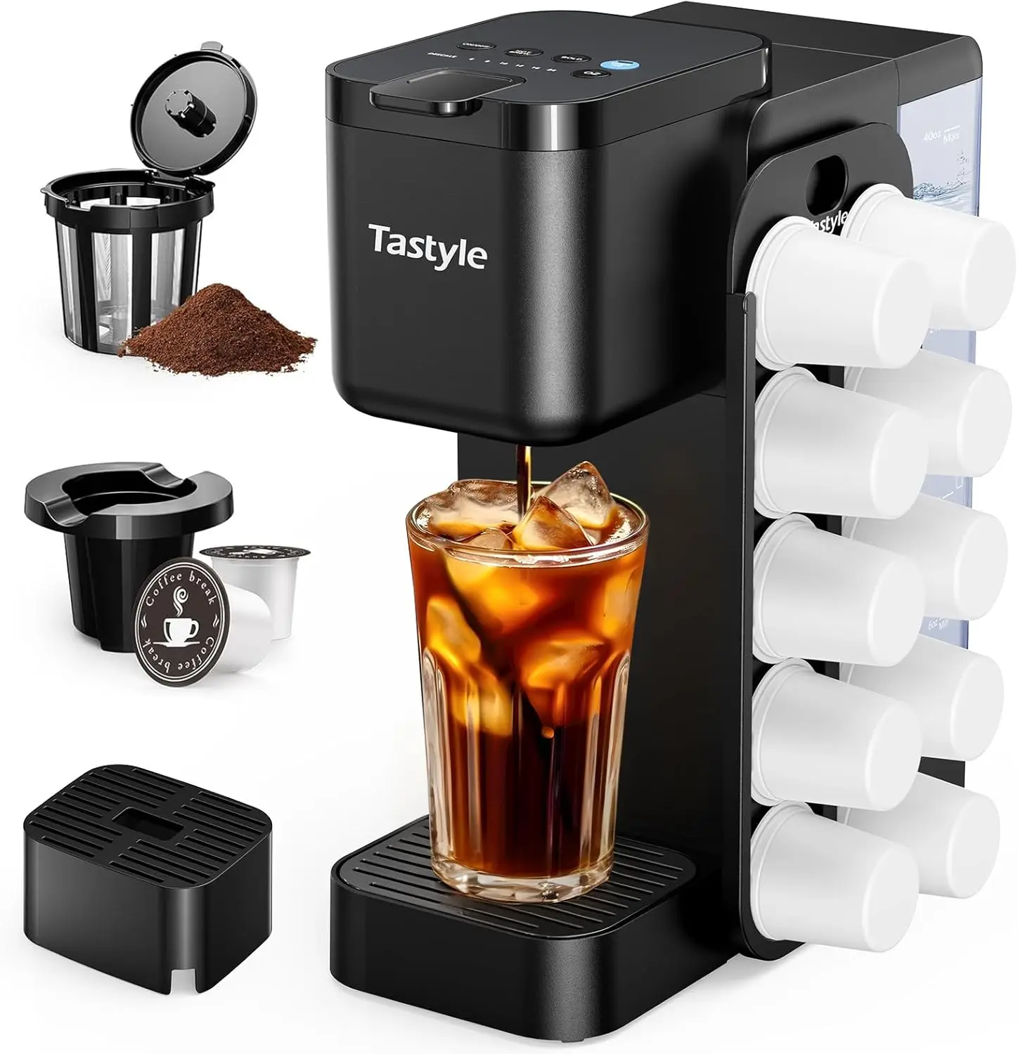 Hot & Iced Coffee Maker with Magnetic K-Pod Organizer (Pods Not Included), Stores 10 Pods, 4-5 Cups Coffee Maker & Single-serve
Hot & Iced Coffee Maker with Magnetic K-Pod Organizer (Pods Not Included), Stores 10 Pods, 4-5 Cups Coffee Maker & Single-serve