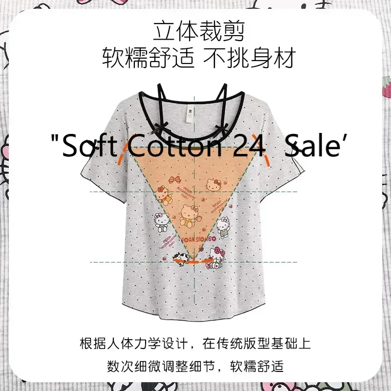 Summer new cartoon Hello Kitty cotton short sleeves short trousers with chest pads pajamas women can wear comfortable loungewear
Summer new cartoon Hello Kitty cotton short sleeves short trousers with chest pads pajamas women can wear comfortable loungewear