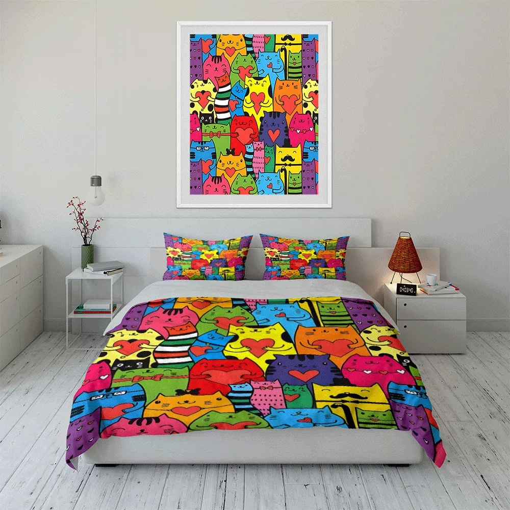 Colorful Cat-Themed Gift Set Exquisite three-piece bedding set gift for kids and adults
Colorful Cat-Themed Gift Set Exquisite three-piece bedding set gift for kids and adults
