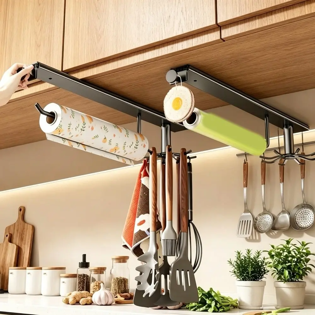 Drill-Free Cabinet Mounted Paper Towel Holder with Fully Extended Guide Rail for Easy Roll Loading and Smooth Withdrawal
Drill-Free Cabinet Mounted Paper Towel Holder with Fully Extended Guide Rail for Easy Roll Loading and Smooth Withdrawal