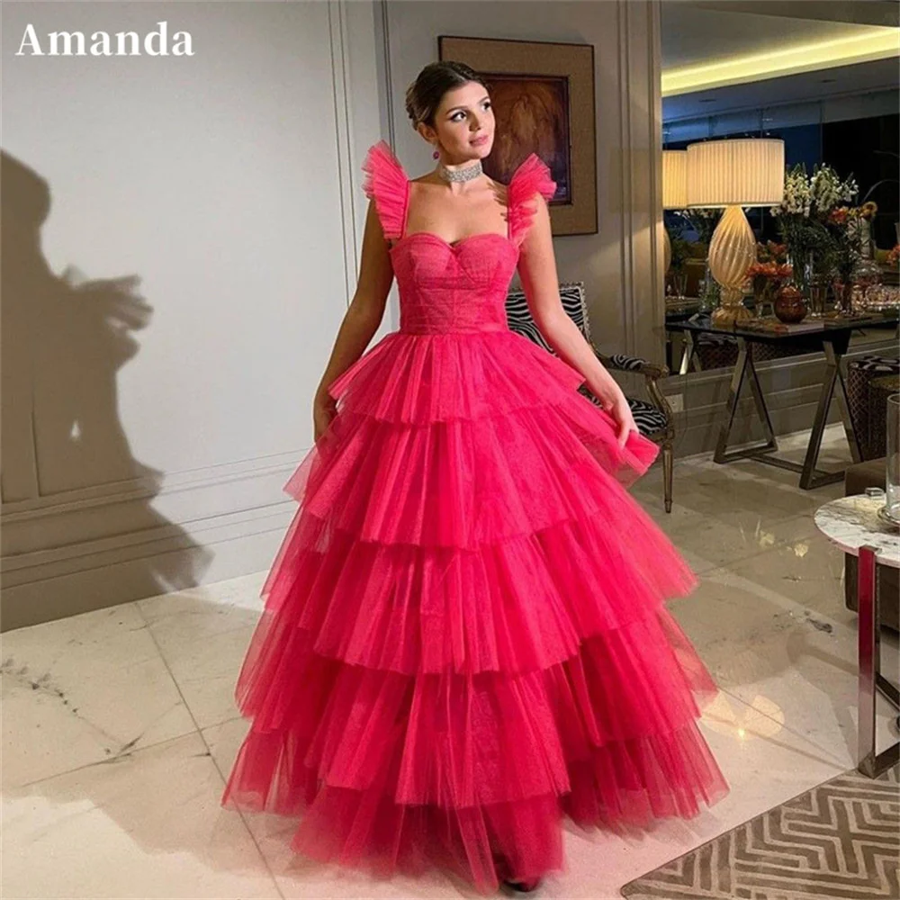 Amanda Princess Rose Pink Multilayer Prom Dresses Sexy Spaghetti Strap Formal Evening Dress Pleats Floor Length Women Prom Gowns
Amanda Princess Rose Pink Multilayer Prom Dresses Sexy Spaghetti Strap Formal Evening Dress Pleats Floor Length Women Prom Gowns