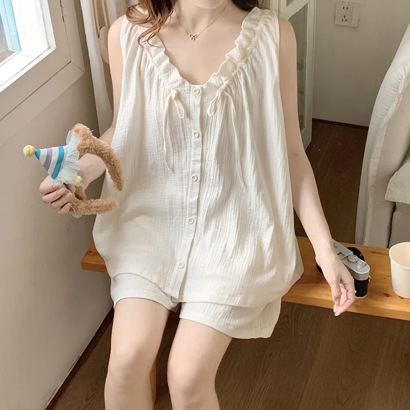Vernis Women's High-End Pure Cotton Summer Pajama Set, Thin Double Layer Yarn Shorts for Comfortable Outdoor Loungewear XXL
Vernis Women's High-End Pure Cotton Summer Pajama Set, Thin Double Layer Yarn Shorts for Comfortable Outdoor Loungewear XXL