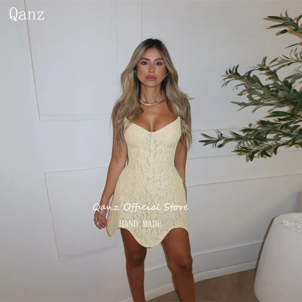 Qanz Light Yellow Prom Dresses Sweethear Above Knee Full Lace Appliques Vestidos De Graduación Sexy Suknie Wieczorowe Customized
Qanz Light Yellow Prom Dresses Sweethear Above Knee Full Lace Appliques Vestidos De Graduación Sexy Suknie Wieczorowe Customized