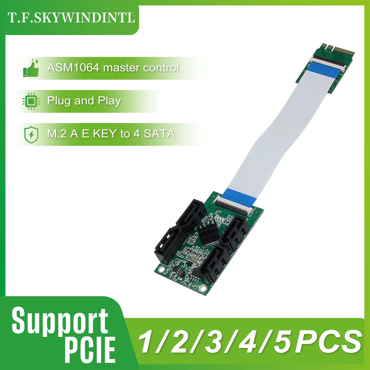 ASM1064 M.2 Wifi To 4 SATA 3.0 Adapter M.2 Wif Extension Cables Connector ASM1064 Adapter Extension Cables for Mini PC SSD
ASM1064 M.2 Wifi To 4 SATA 3.0 Adapter M.2 Wif Extension Cables Connector ASM1064 Adapter Extension Cables for Mini PC SSD