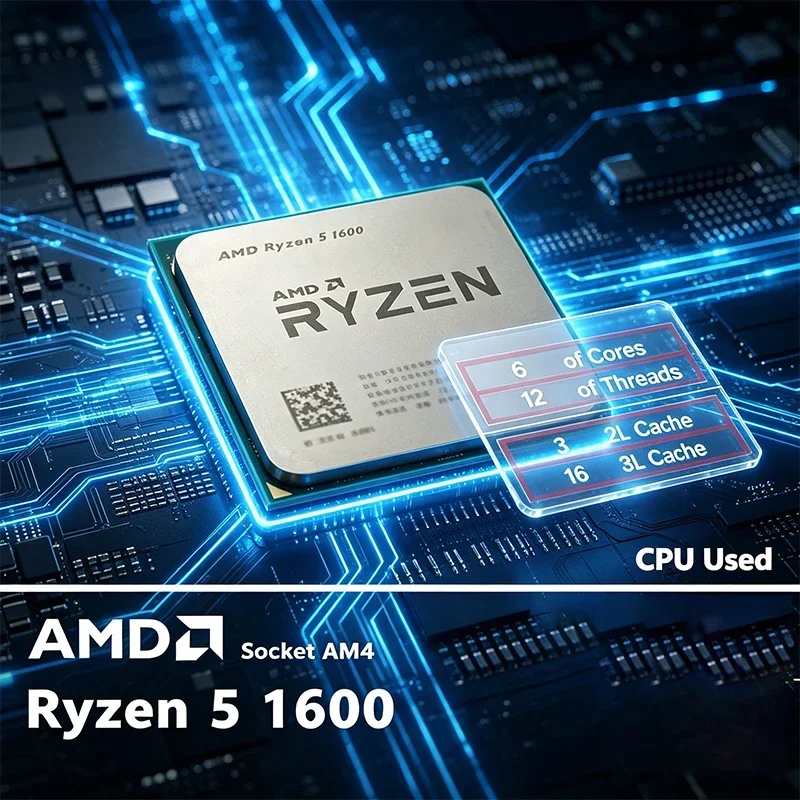 AMD Ryzen 5 1600 Processor 6-Core 12-Thread 3.2GHz Base 3.6GHz Max Boost AM4 Socket L3 Cache 14nm 65W TDP Unlocked Desktop CPU
AMD Ryzen 5 1600 Processor 6-Core 12-Thread 3.2GHz Base 3.6GHz Max Boost AM4 Socket L3 Cache 14nm 65W TDP Unlocked Desktop CPU