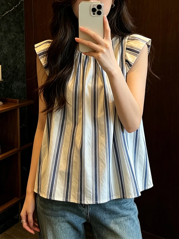 Summer New plus Size Striped Casual Shirt Women's Vintage Simple Design Cover Belly Top Small Shirt Korean Style Commute
Summer New plus Size Striped Casual Shirt Women's Vintage Simple Design Cover Belly Top Small Shirt Korean Style Commute