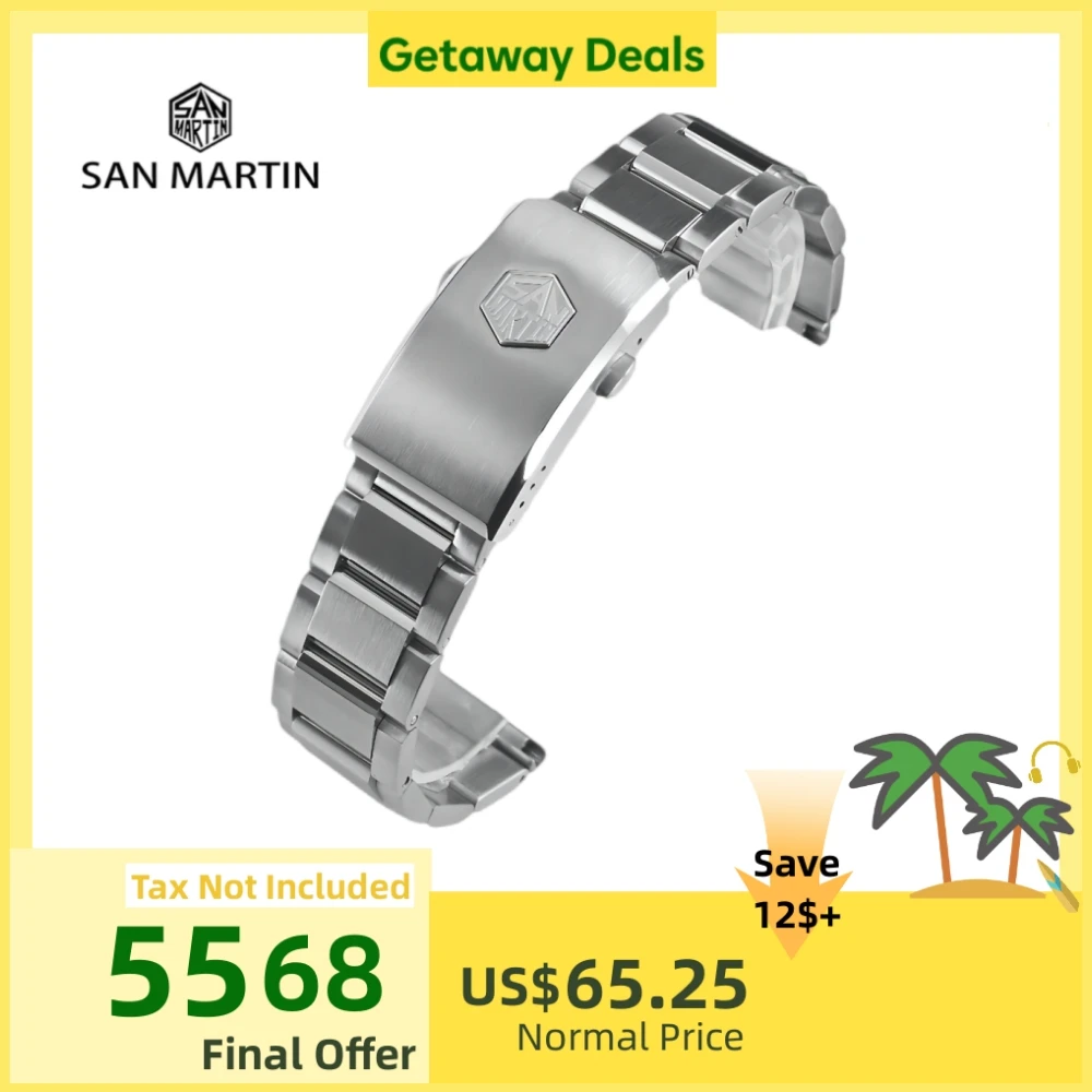 San Martin Watchbands Oyster 20mm 22mm Straigth End Links Bracelet Solid 316L Stainless Steel 3-Link Universal Waterproof BD0007
San Martin Watchbands Oyster 20mm 22mm Straigth End Links Bracelet Solid 316L Stainless Steel 3-Link Universal Waterproof BD0007