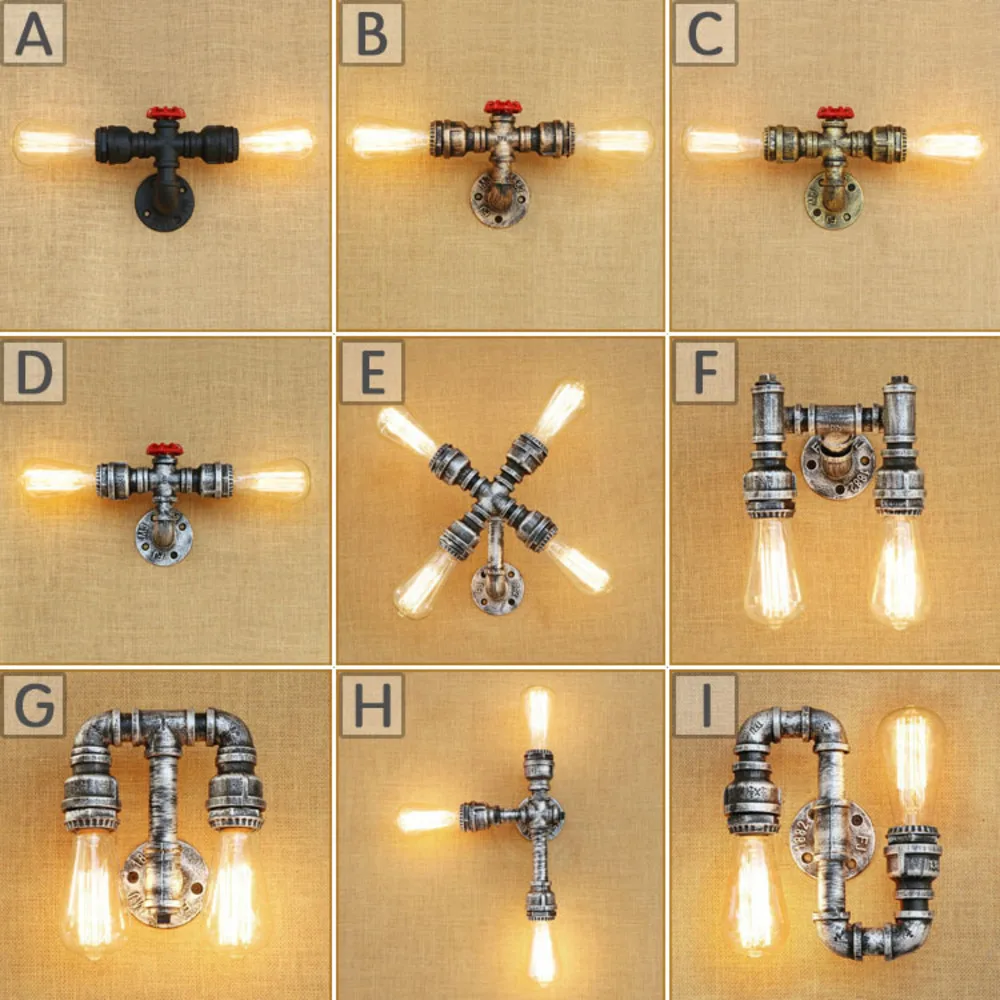 Industrial Water pipe Wall Light Vintage Retro Loft Bar Cafe Ceiling Wall Lamp Sconce Lighting Home Bedroom Restaurant Decor E27
Industrial Water pipe Wall Light Vintage Retro Loft Bar Cafe Ceiling Wall Lamp Sconce Lighting Home Bedroom Restaurant Decor E27