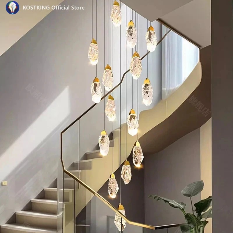 Modern Home Decoration Crystal Chandelier Stair Pendant Lamp Living Room Pendant Lights Interior Lighting
Modern Home Decoration Crystal Chandelier Stair Pendant Lamp Living Room Pendant Lights Interior Lighting