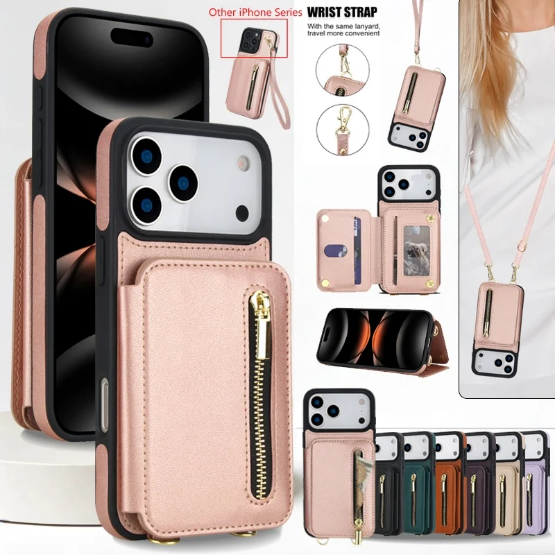 Zipper Leather Wallet Phone Case For iPhone Air 17 Pro Max 17E 16E 16 15 Plus 14 13 12 11 Lanyard Card Holder Cover Hoesje Coque
Zipper Leather Wallet Phone Case For iPhone Air 17 Pro Max 17E 16E 16 15 Plus 14 13 12 11 Lanyard Card Holder Cover Hoesje Coque