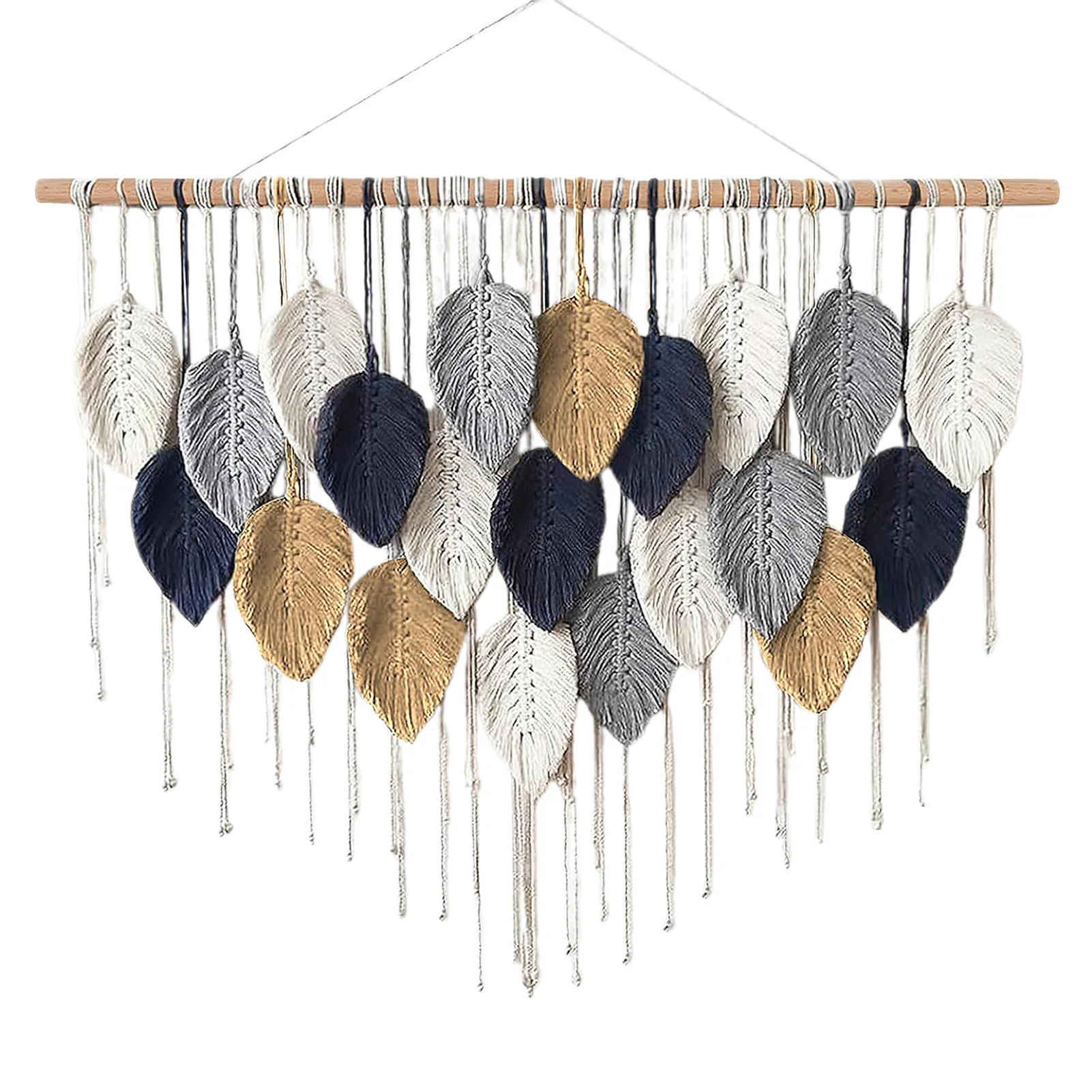 Macrame Leaf Wall Hanging Boho Cotton Rope Woven Tapestry Feather Shaped Wall Art in White Grey Navy for Living Room Bedroom
Macrame Leaf Wall Hanging Boho Cotton Rope Woven Tapestry Feather Shaped Wall Art in White Grey Navy for Living Room Bedroom