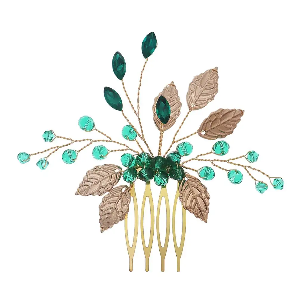 Rhinestone Hair Comb Gold Alloy Leaf Decorated Hanfu Wedding Bridal Accessories Sparkly Hairpin For Prom Bride Party
Rhinestone Hair Comb Gold Alloy Leaf Decorated Hanfu Wedding Bridal Accessories Sparkly Hairpin For Prom Bride Party