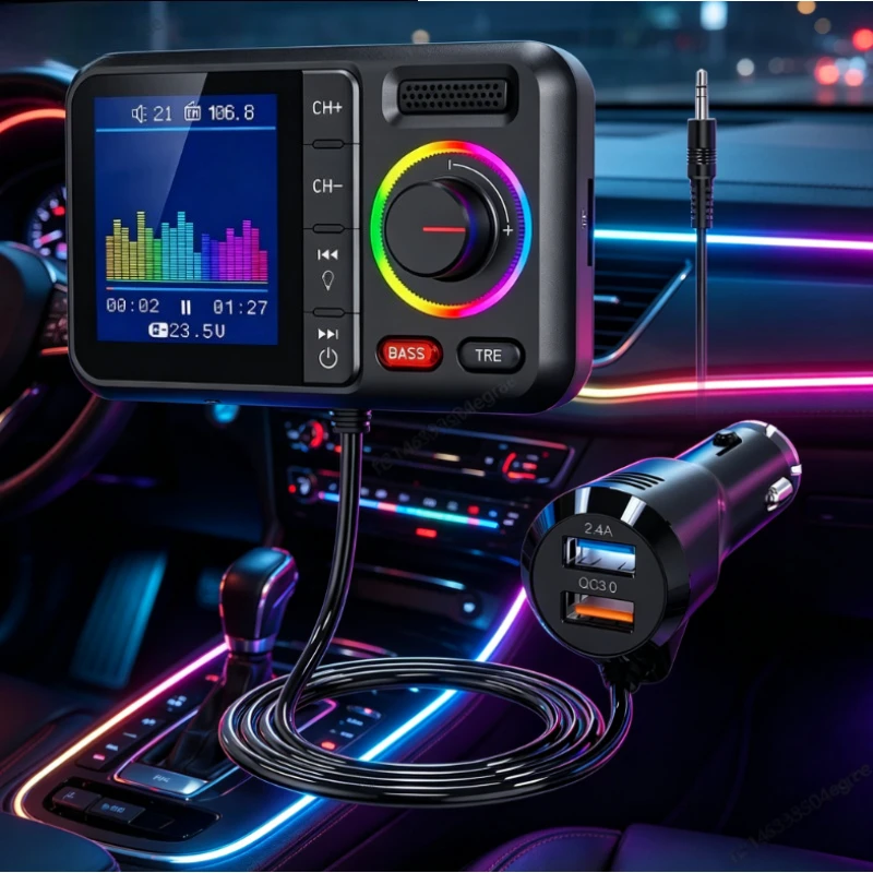 2026 NEW Big Screen Wireless FM Transmitter Car 2.4A QC3.0 Dual USB Fast Charging Hands Free Call AUX MP3 Music Player Adapter
2026 NEW Big Screen Wireless FM Transmitter Car 2.4A QC3.0 Dual USB Fast Charging Hands Free Call AUX MP3 Music Player Adapter