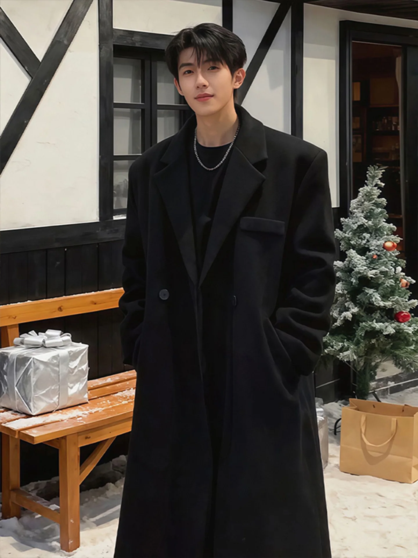 Мужское шерстяное пальто средней длины с подплечниками, осенне-зимнее, в британском стиле, премиум-класса, корейская версия, костюмный пиджак
Мужское шерстяное пальто средней длины с подплечниками, осенне-зимнее, в британском стиле, премиум-класса, корейская версия, костюмный пиджак