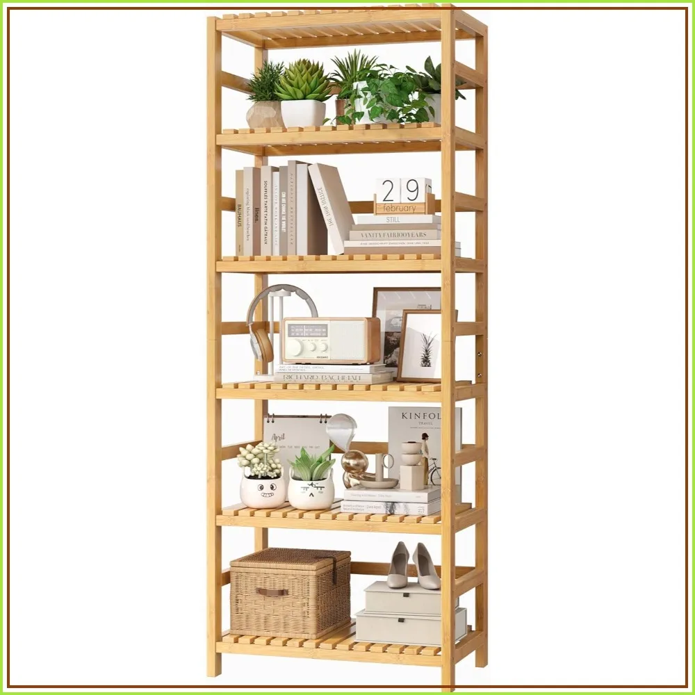 6-Tier Bamboo Shelf, Adjustable Bookcase, Free Standing Storage Unit, Plant Stand for Kitchen, Bathroom, Home Office
6-Tier Bamboo Shelf, Adjustable Bookcase, Free Standing Storage Unit, Plant Stand for Kitchen, Bathroom, Home Office