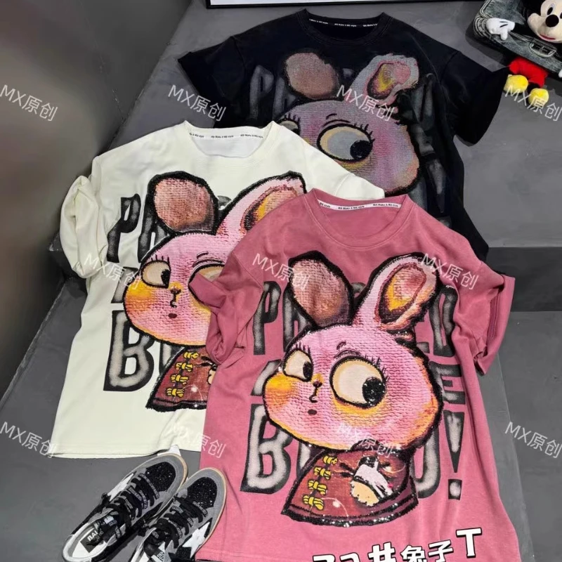 Streetwear Embroidery Sequins Bunny Loose Short Sleeve T-shirt Women Spring Summer Oversize Top Round Neck Casual Basic Tees
Streetwear Embroidery Sequins Bunny Loose Short Sleeve T-shirt Women Spring Summer Oversize Top Round Neck Casual Basic Tees