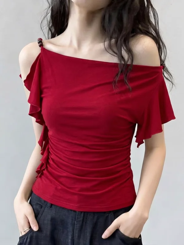 Red Shoulder-Baring Short-Sleeve T-Shirt Women's Fashionable Summer New plus Size Street Style Top Korean Version Loose Fit
Red Shoulder-Baring Short-Sleeve T-Shirt Women's Fashionable Summer New plus Size Street Style Top Korean Version Loose Fit