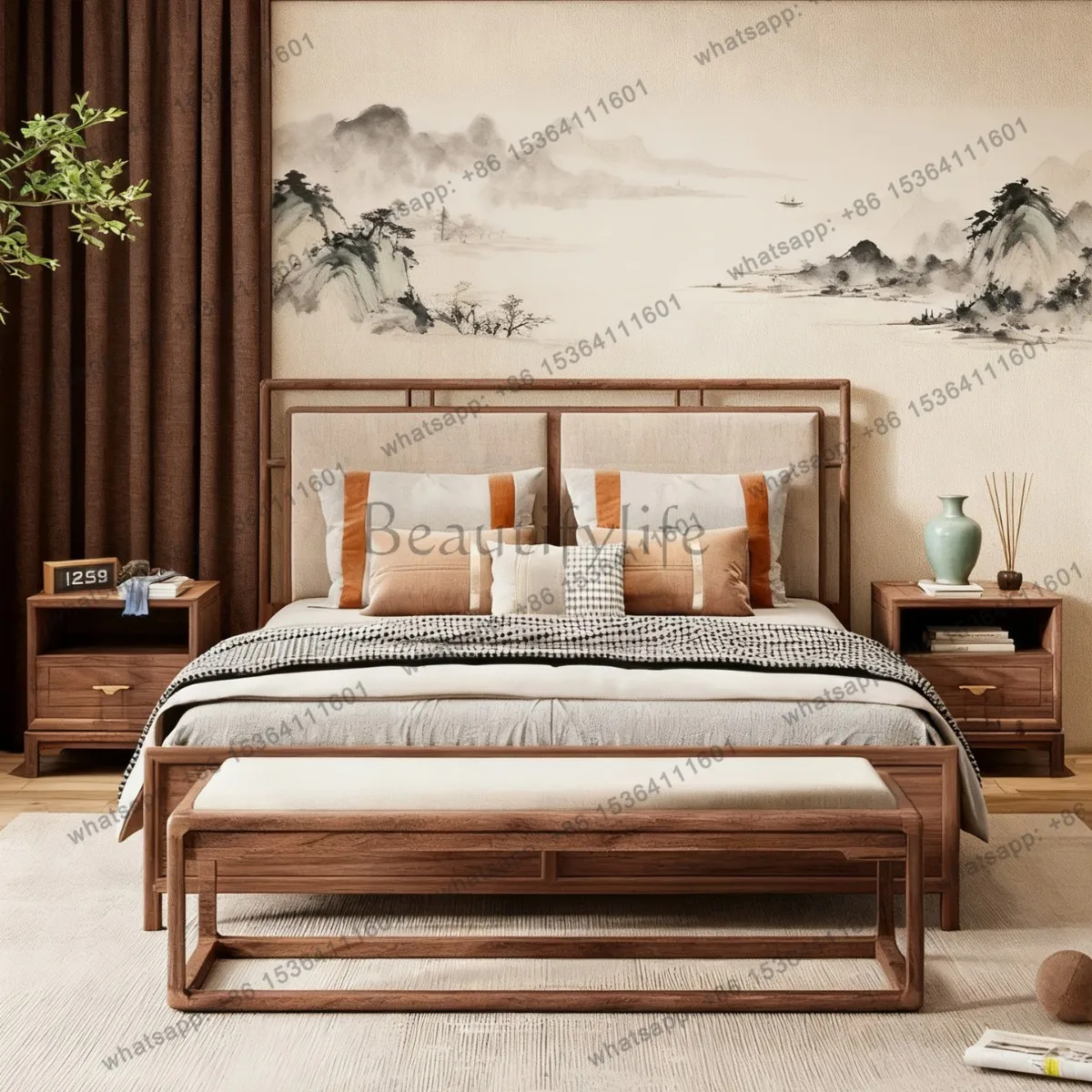 New Chinese style solid wood bed ash wood modern simple zen 1.8m double bed
New Chinese style solid wood bed ash wood modern simple zen 1.8m double bed