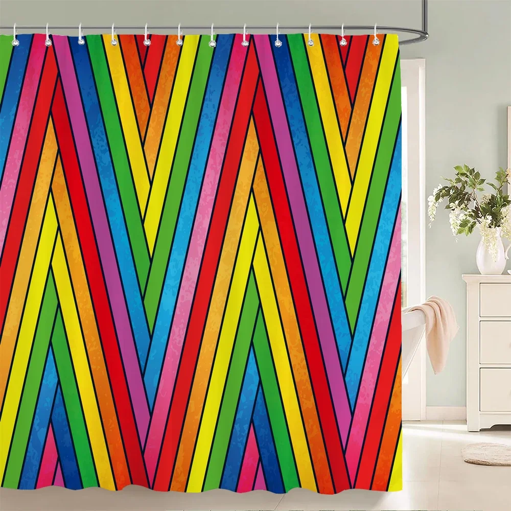 1 pc Color Stripe Shower Curtain Home Bathroom Decoration Printing Polyester Fabric Modern Simple Bath Curtains With Hooks
1 pc Color Stripe Shower Curtain Home Bathroom Decoration Printing Polyester Fabric Modern Simple Bath Curtains With Hooks