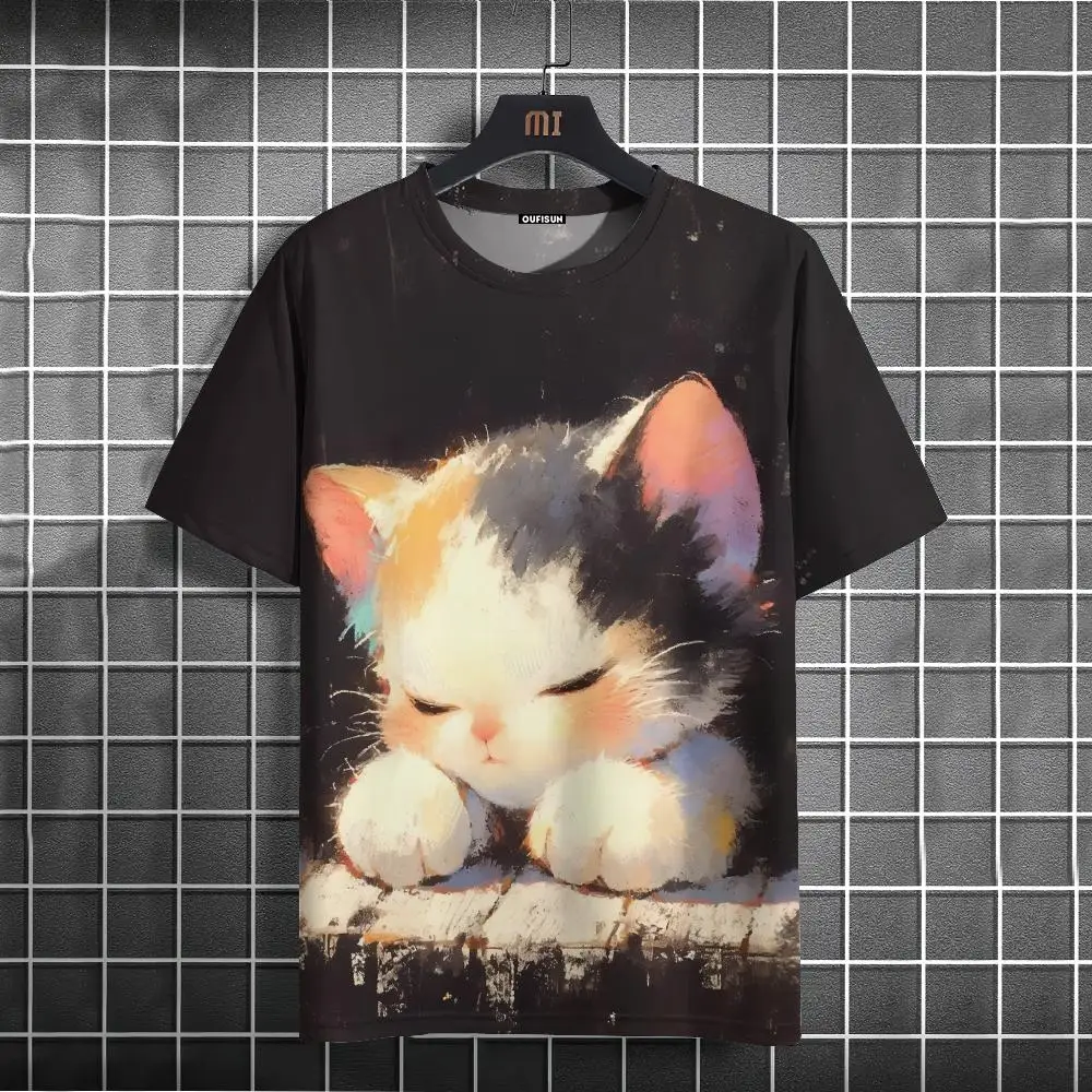 Summer Short Sleeve Animal Print Men's T Shirt Casual O-Neck Oversized Pullover Fashion Streetwear Male Clothing Cat T-Shirts
Summer Short Sleeve Animal Print Men's T Shirt Casual O-Neck Oversized Pullover Fashion Streetwear Male Clothing Cat T-Shirts