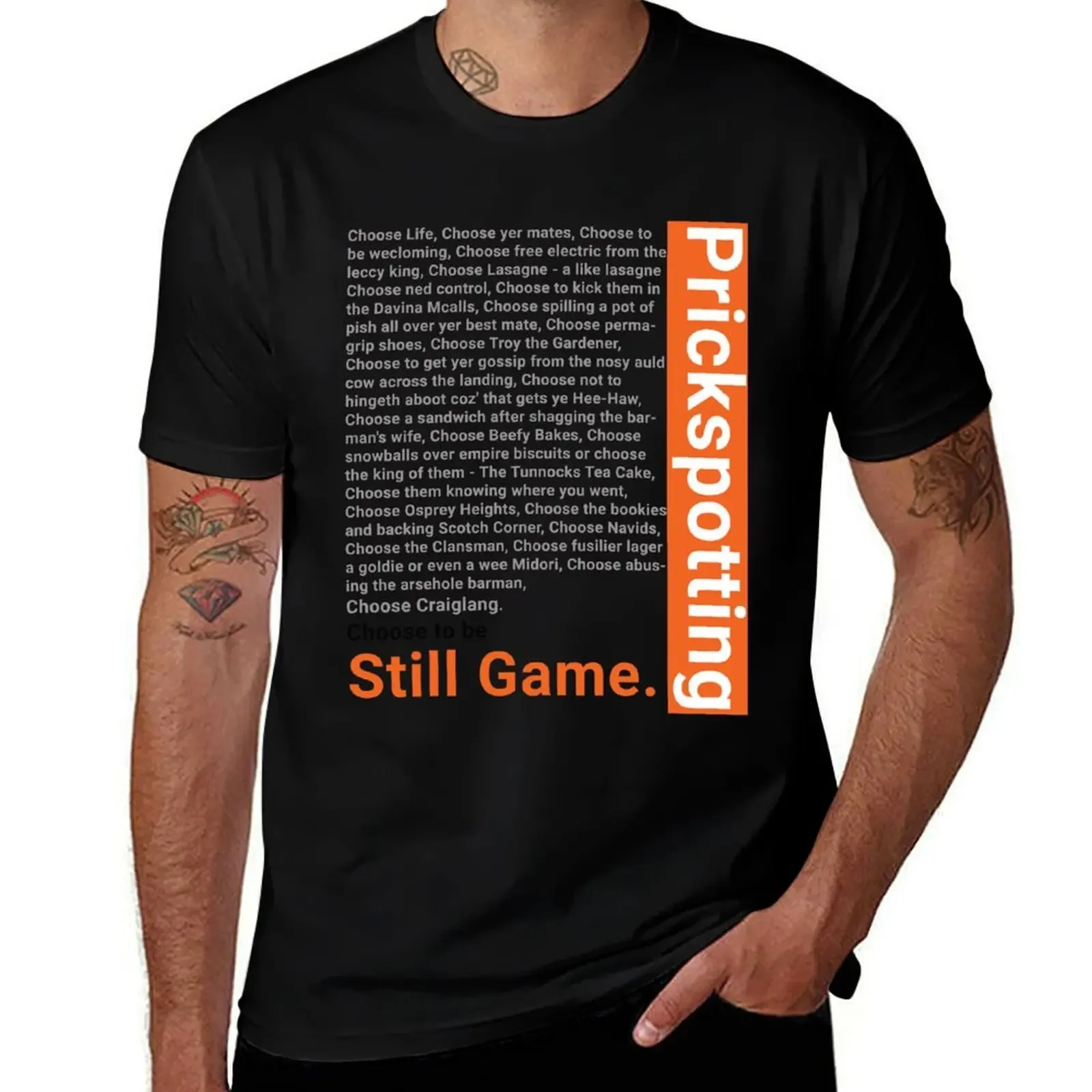 Prickspotting Still Game take on Trainspotting T-Shirt man t shirt basketball graphic tees boys whites Men's t-shirt
Prickspotting Still Game take on Trainspotting T-Shirt man t shirt basketball graphic tees boys whites Men's t-shirt