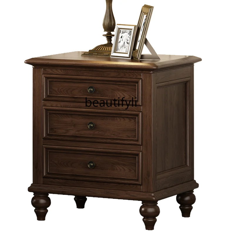 American country all solid wood bedside, bedroom storage, storage cabinet, ash wood walnut color
American country all solid wood bedside, bedroom storage, storage cabinet, ash wood walnut color