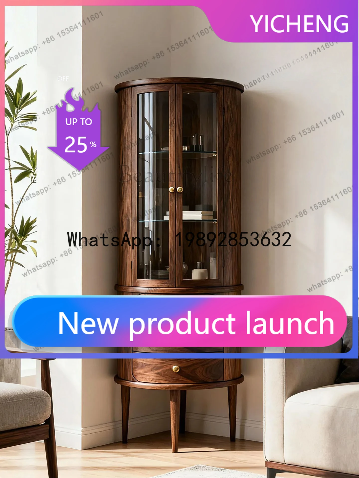 DF New Chinese black walnut glass wine cabinet Modern simple light luxury display cabinet Living room against the wall solid
DF New Chinese black walnut glass wine cabinet Modern simple light luxury display cabinet Living room against the wall solid