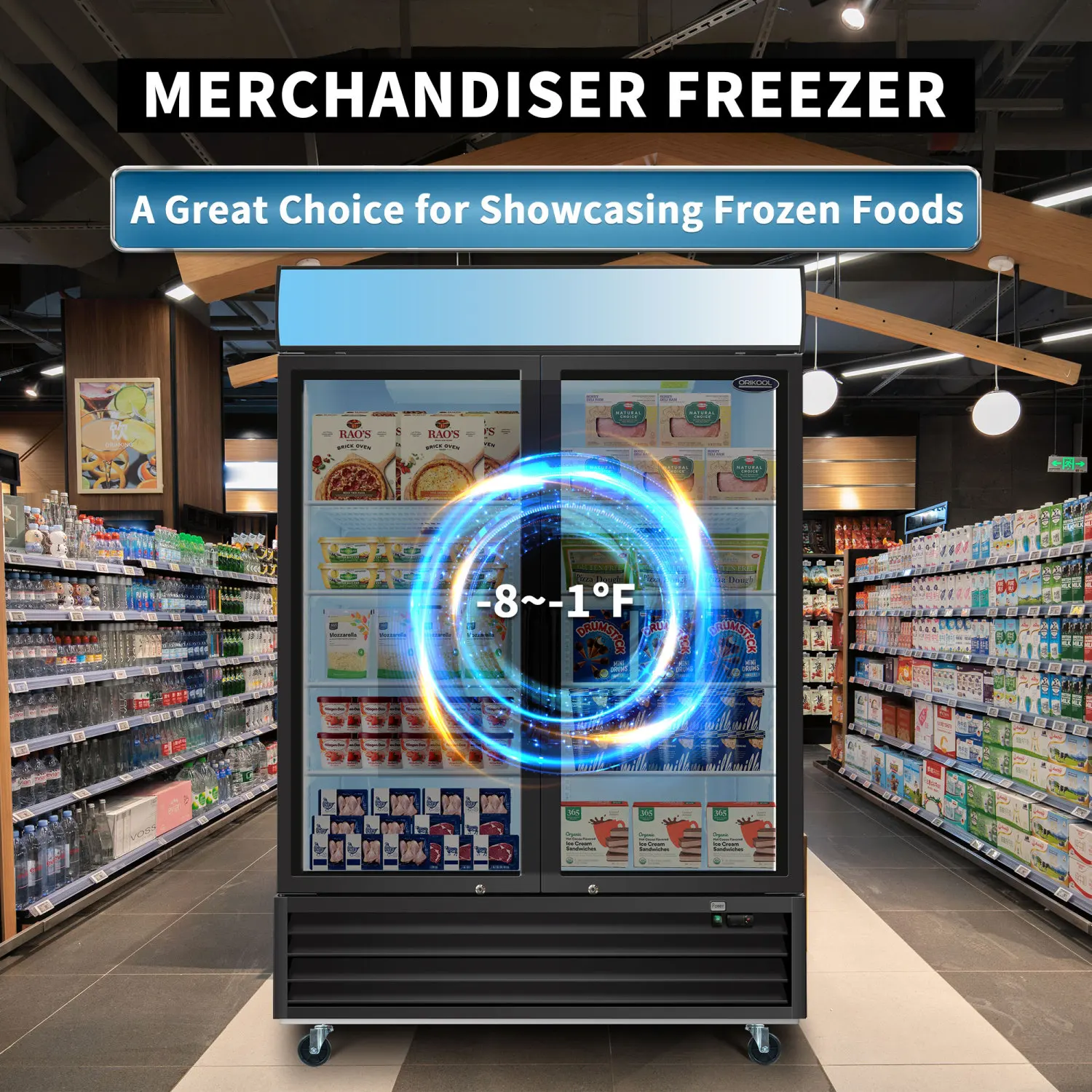 ORIKOOL Glass Door Merchandiser Freezer 44.7 Cu.ft Swing Door Commercial Reach-In Display Freezers with LED Top Panel Upright Fr
ORIKOOL Glass Door Merchandiser Freezer 44.7 Cu.ft Swing Door Commercial Reach-In Display Freezers with LED Top Panel Upright Fr