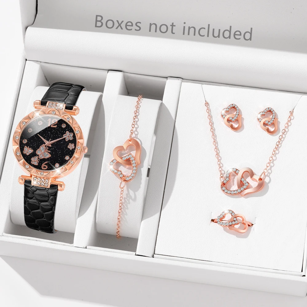 A New Casual And Fashionable Women's Quartz Watch With Three Butterfly And Two Flower Dial, Leather Strap, And Love Jewelry
A New Casual And Fashionable Women's Quartz Watch With Three Butterfly And Two Flower Dial, Leather Strap, And Love Jewelry