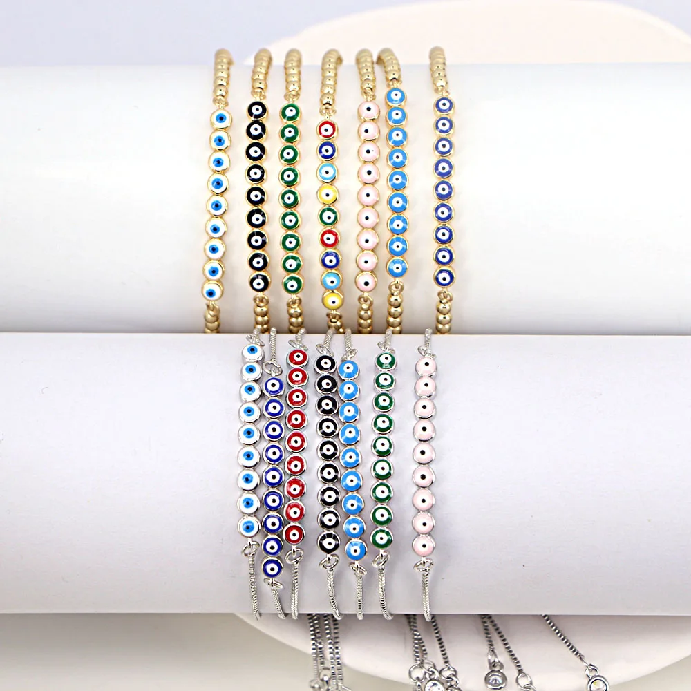 10PCS, Women's Bracelets Colorful Enamel Eye Charm Bead Chain Bracelet Gold Silver Color Female Jewelry 2022 New Arrival
10PCS, Women's Bracelets Colorful Enamel Eye Charm Bead Chain Bracelet Gold Silver Color Female Jewelry 2022 New Arrival