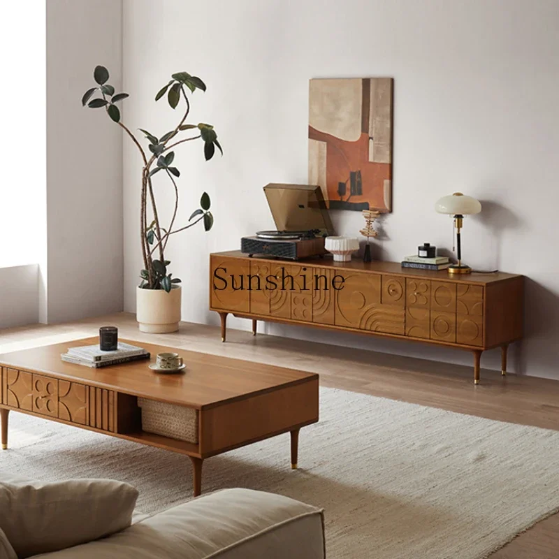 Nordic expression TV cabinet retro solid wood carving flower living room TV cabinet
Nordic expression TV cabinet retro solid wood carving flower living room TV cabinet