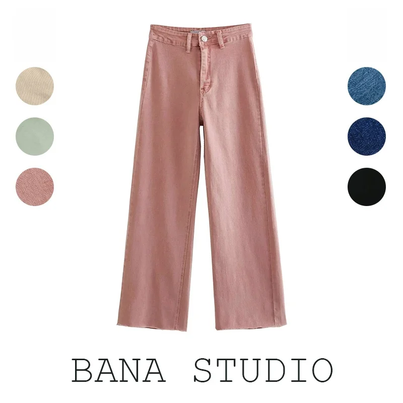 BANAZA Slim Fit High Waist Bell Bottom Jeans Women's Wide Leg Long Pants Straight Cut Denim Spring Fashion Trend Pink Frayed
BANAZA Slim Fit High Waist Bell Bottom Jeans Women's Wide Leg Long Pants Straight Cut Denim Spring Fashion Trend Pink Frayed