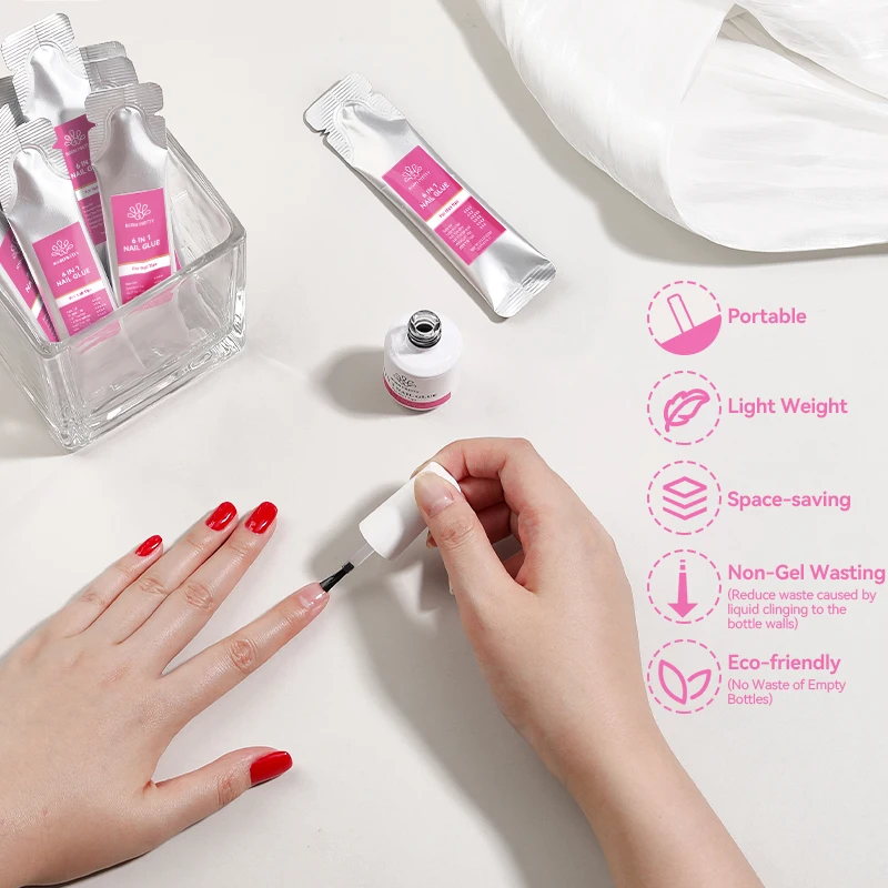 BORN PRETTY 2/3pcs 6 IN 1 Nail Glue Gel Polish 15ml Transparent Clear Function UV Gel Extension False Nail Tip Gel Base Top Coat