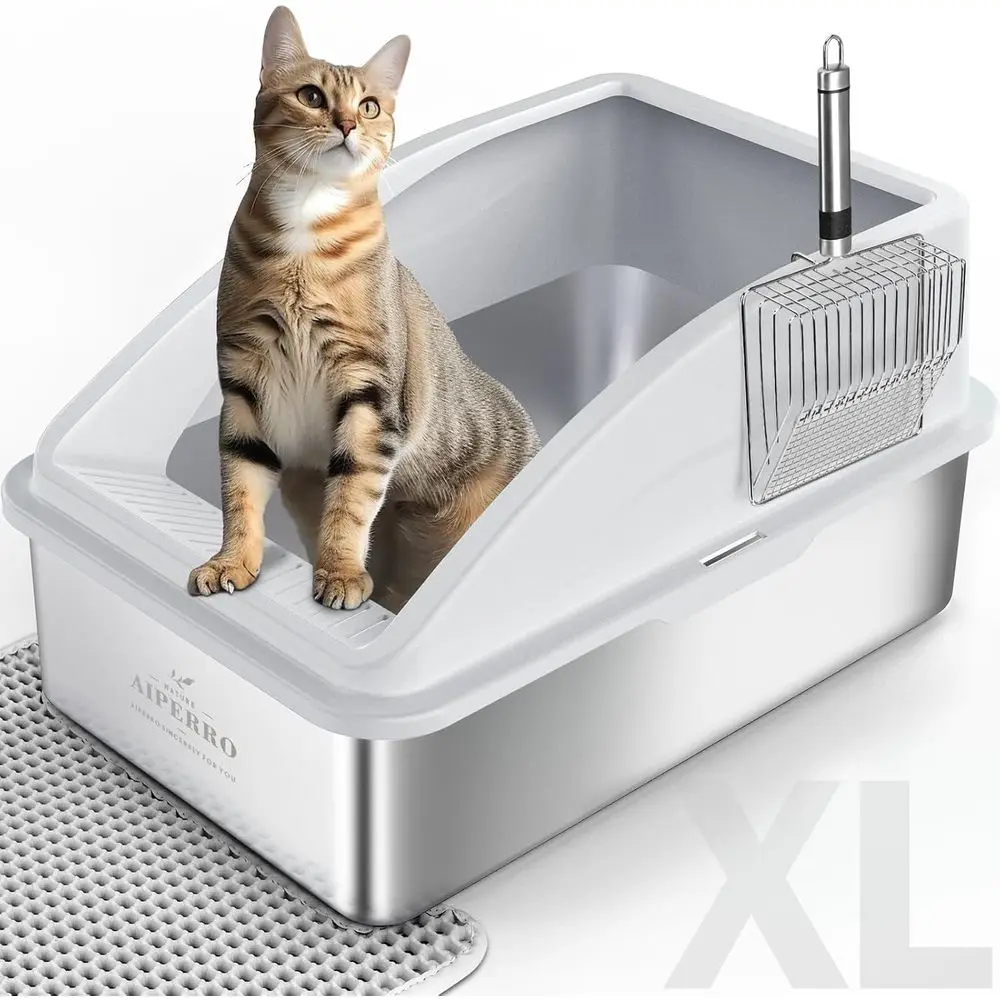 Extra Large Enclosed Cat Litter Box with High Sides, Lid, Non-Stick Base, Litter Mat, and Metal Scoop
Extra Large Enclosed Cat Litter Box with High Sides, Lid, Non-Stick Base, Litter Mat, and Metal Scoop