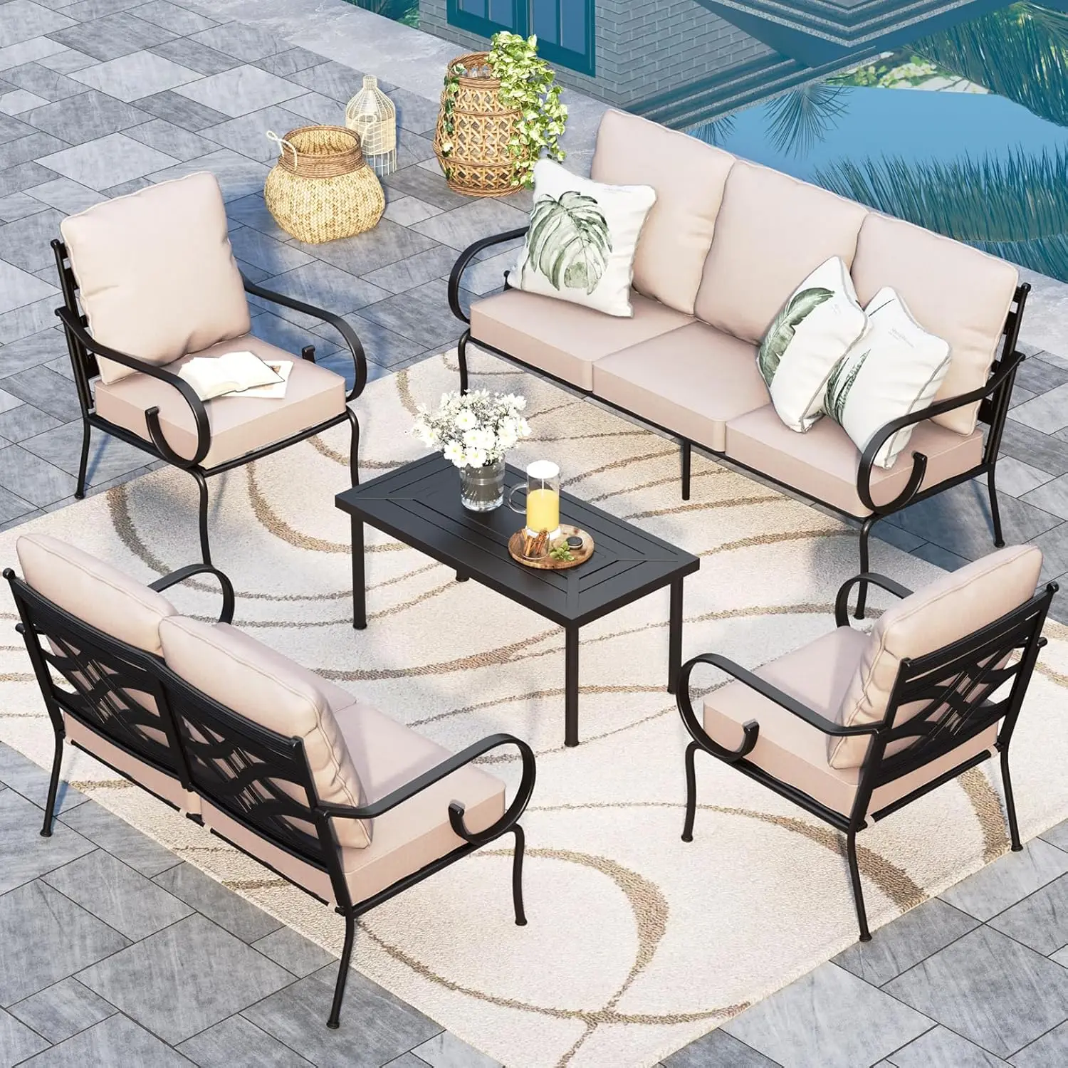 Patio Furniture Set Outdoor Couch Sofa, Backayrd Deck Sectional Conversation Sets 7 Seats with Loveseat
Patio Furniture Set Outdoor Couch Sofa, Backayrd Deck Sectional Conversation Sets 7 Seats with Loveseat