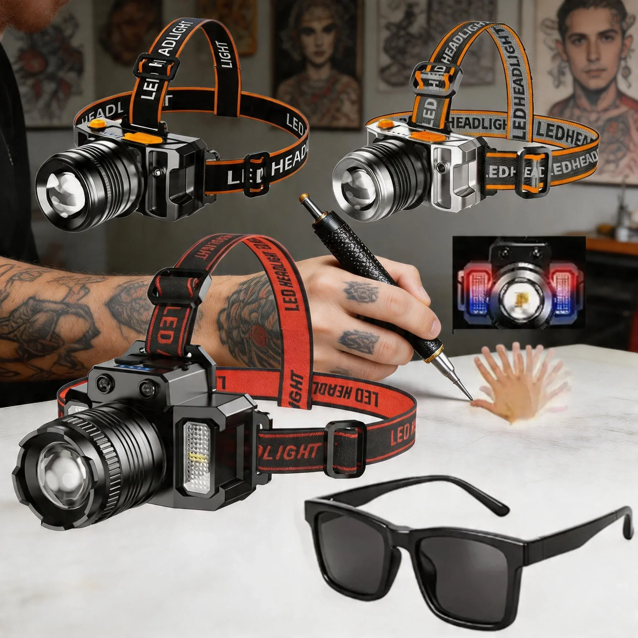 Narkasy Makeup Light for Tattoo Work,Polarized Glasses,Head Lamp LED,Head,Cooperate with Glasses to Eliminate Reflections
Narkasy Makeup Light for Tattoo Work,Polarized Glasses,Head Lamp LED,Head,Cooperate with Glasses to Eliminate Reflections
