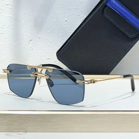 Ins Polygon Rimless Big Square Sunglasses Alloy Uv400 Designer Brand Double Bridge Classical Men High Street Eyeglasses