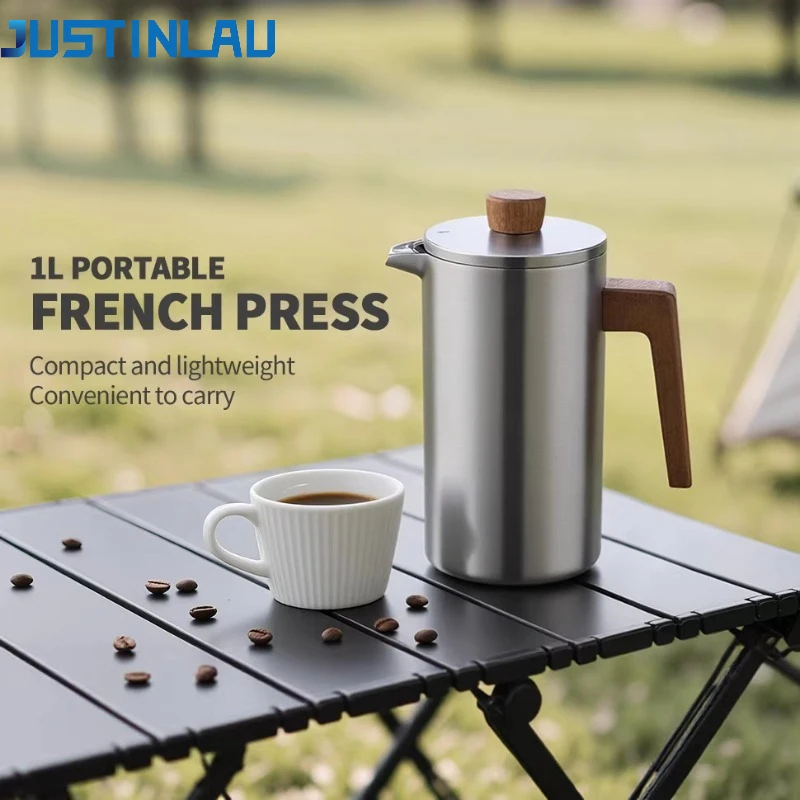 JUSTINLAU 1000ml Stainless Steel French Press Pot Household Coffee&Tea Maker with Wood Handle& Scale Outdoor Cmaping Coffee Pot
JUSTINLAU 1000ml Stainless Steel French Press Pot Household Coffee&Tea Maker with Wood Handle& Scale Outdoor Cmaping Coffee Pot