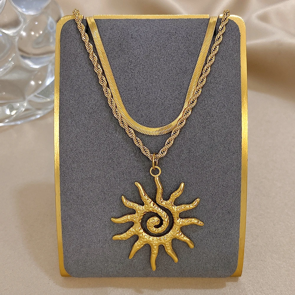 DODOHAO Double Layer Cross Sun Pendant Necklaces For Women Gold Color Pendant Necklaces Ethnic Style Fashion Jewelry Gifts
DODOHAO Double Layer Cross Sun Pendant Necklaces For Women Gold Color Pendant Necklaces Ethnic Style Fashion Jewelry Gifts