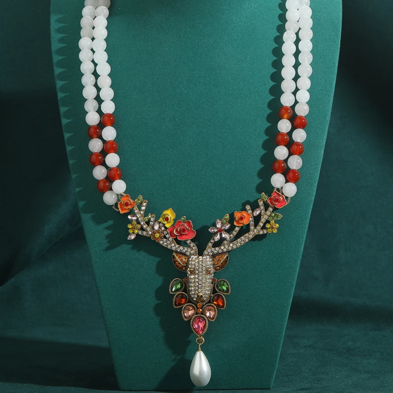 Vintage Glass White Beads Pendent Necklace Colorful Crystal Deer Dangle Big Pearl Quality Christmas Woman Jewelry New Charm 2026
Vintage Glass White Beads Pendent Necklace Colorful Crystal Deer Dangle Big Pearl Quality Christmas Woman Jewelry New Charm 2026