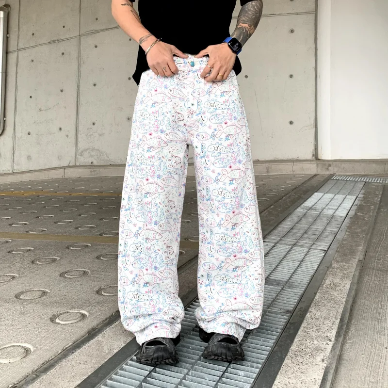 1394 High Street new tide straight white washed printed graffiti cotton jeans loose fashion versatile casual wide-leg trousers
1394 High Street new tide straight white washed printed graffiti cotton jeans loose fashion versatile casual wide-leg trousers