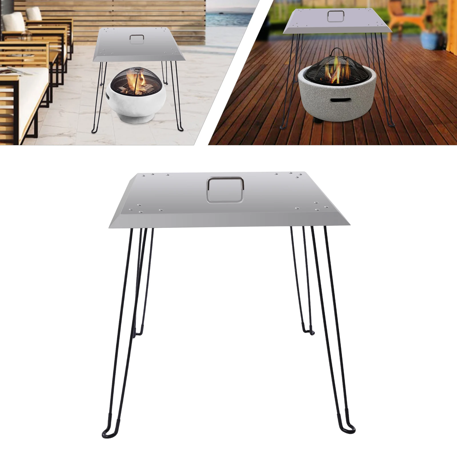 Foldable Stainless-Steel Fire Pit Heat Deflector Square Fire Pit Lid with Carrying Handle
Foldable Stainless-Steel Fire Pit Heat Deflector Square Fire Pit Lid with Carrying Handle