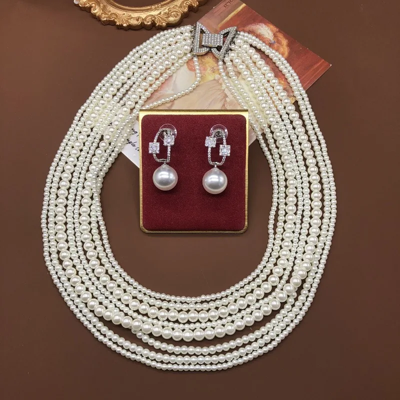 Medieval Multi-layer Glass Pearl Necklace, Retro Temperament Collarbone Chain, Light Luxury, High-end Sense, Versatile Diamond S
Medieval Multi-layer Glass Pearl Necklace, Retro Temperament Collarbone Chain, Light Luxury, High-end Sense, Versatile Diamond S