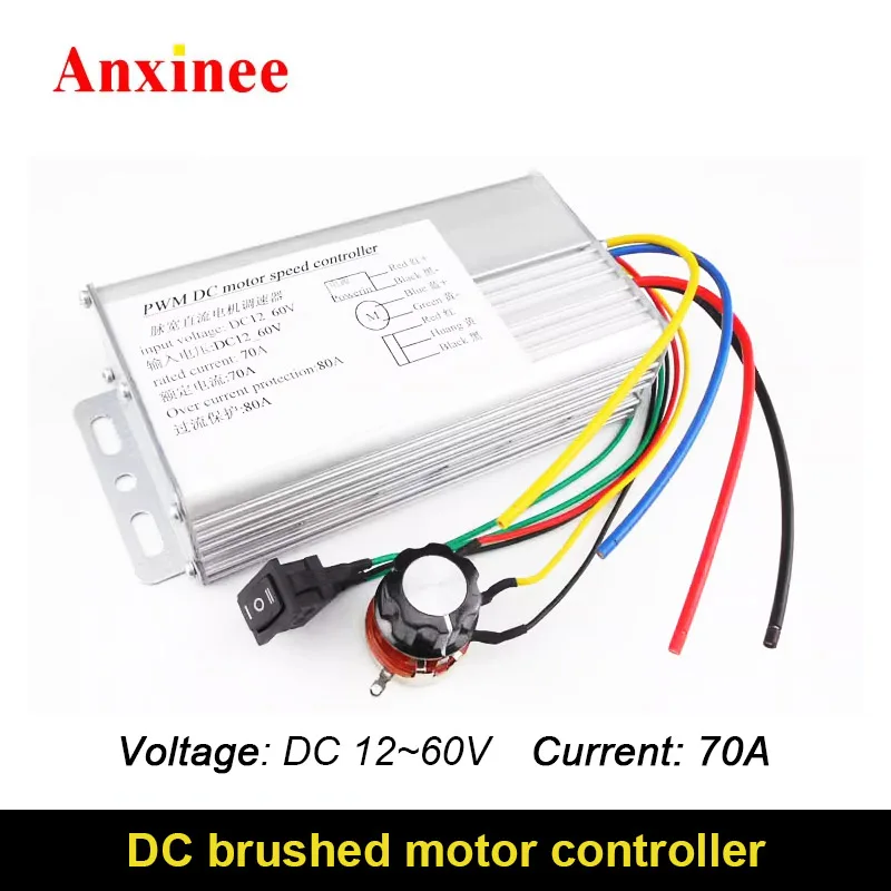 DC 12V 24V 36V 48V 60V 70A 4000W PWM регулятор скорости щеткового двигателя постоянного тока с переключателем вперед и назад
DC 12V 24V 36V 48V 60V 70A 4000W PWM регулятор скорости щеткового двигателя постоянного тока с переключателем вперед и назад