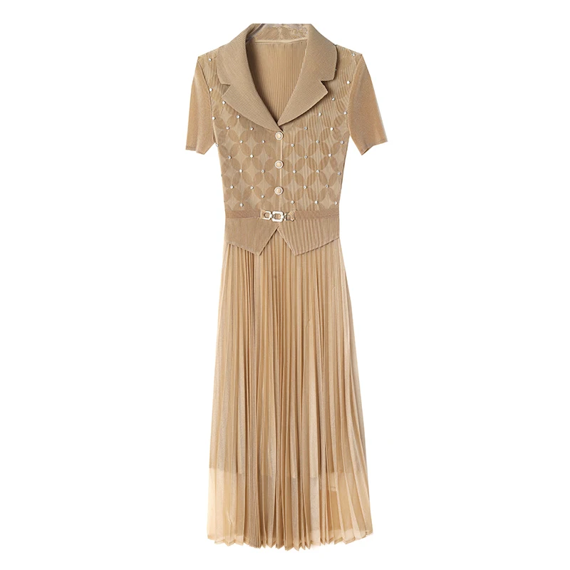 Pleated Casual Maxi Dress Flattering 2025 Summer Suit Collar Heavy Industry Flowers Elegant Celebrity Style French Flattering
Pleated Casual Maxi Dress Flattering 2025 Summer Suit Collar Heavy Industry Flowers Elegant Celebrity Style French Flattering