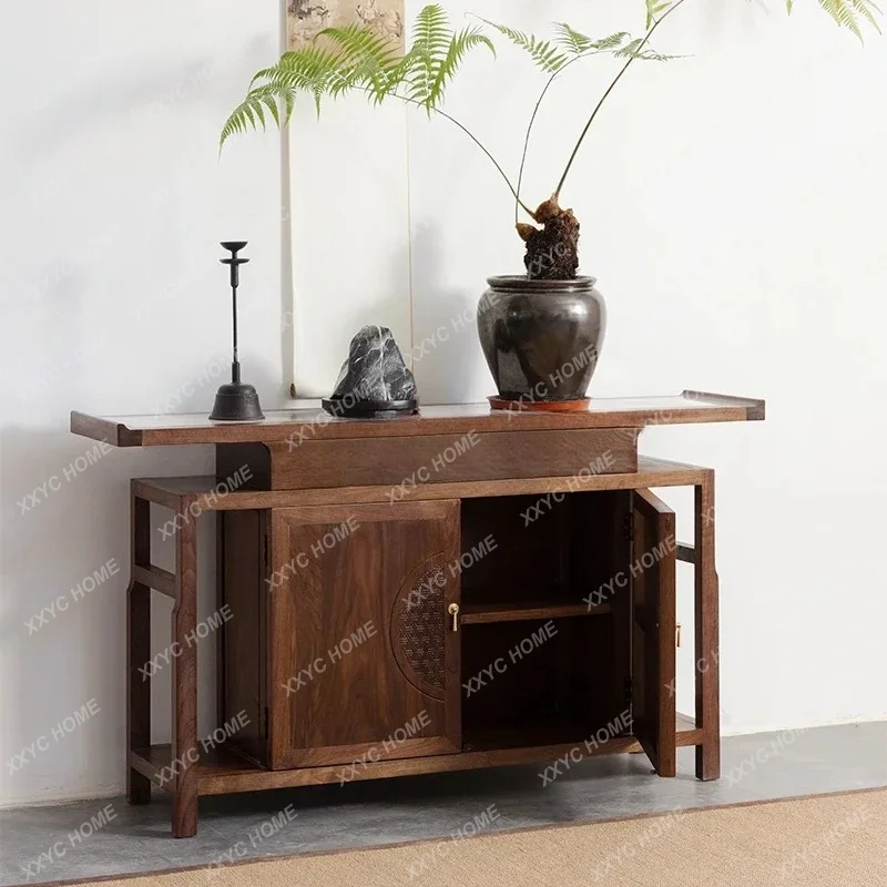Solid wood entry entrance table Zen front door entrance table black walnut decorative cabinet
Solid wood entry entrance table Zen front door entrance table black walnut decorative cabinet