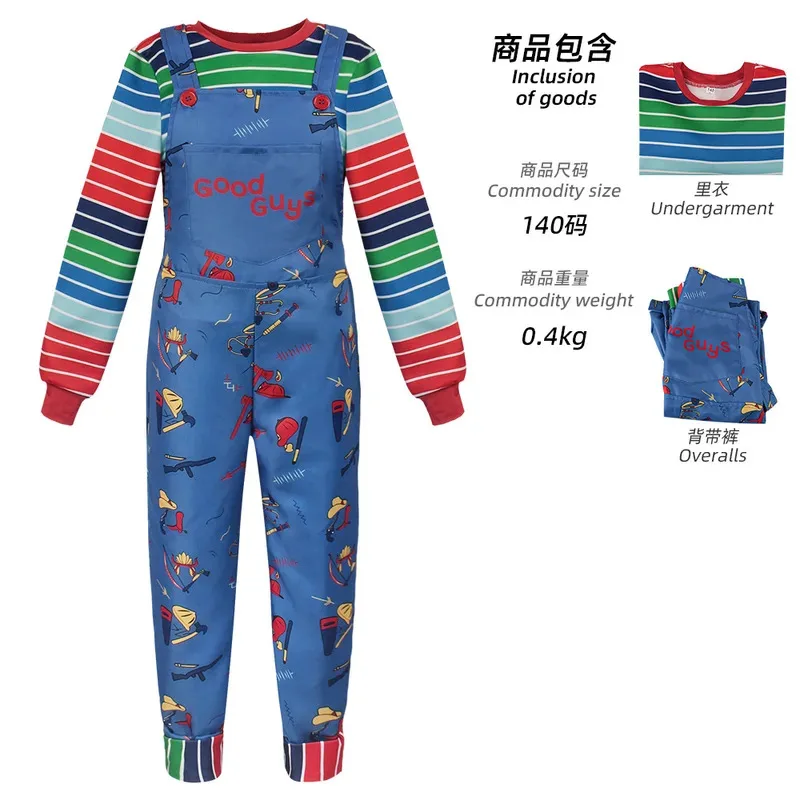 CyAnime Boys Girls Child Play Chucky Cosplay Costume Good Guys Bride of Chucky Horror Ghost Halloween Christmas Party Suit
CyAnime Boys Girls Child Play Chucky Cosplay Costume Good Guys Bride of Chucky Horror Ghost Halloween Christmas Party Suit