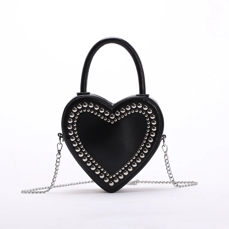 Punk Style Double-sided Rivet Handbags Spicy Girls Gothic Heart-shaped Black Crossbody Bag Trendy PU Zipper Nightclub Love Bag
Punk Style Double-sided Rivet Handbags Spicy Girls Gothic Heart-shaped Black Crossbody Bag Trendy PU Zipper Nightclub Love Bag
