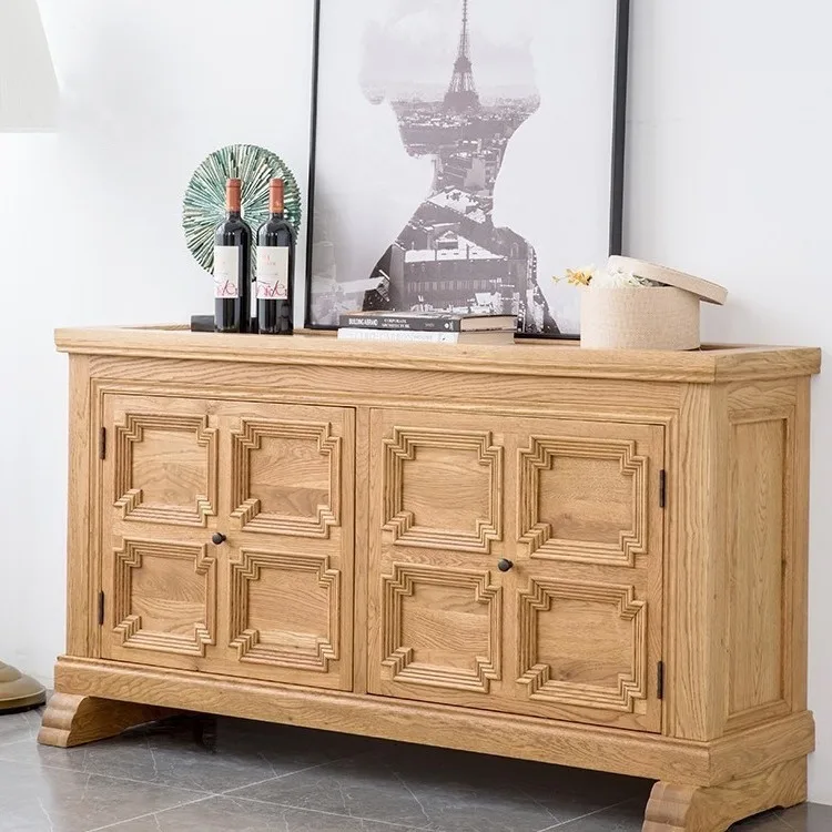 Solid wood oak dining side cabinet three door side cabinet log TV cabinet
Solid wood oak dining side cabinet three door side cabinet log TV cabinet
